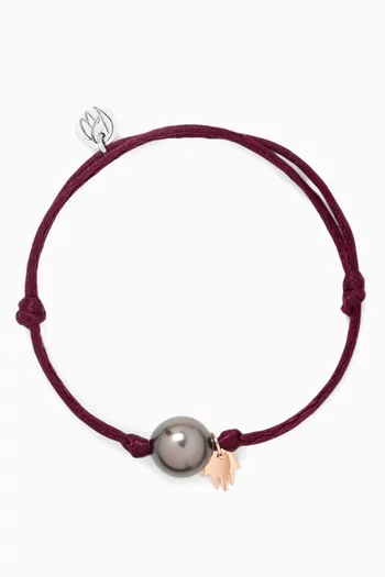 Pearl & Hamsa Charm Bracelet in 18kt Gold