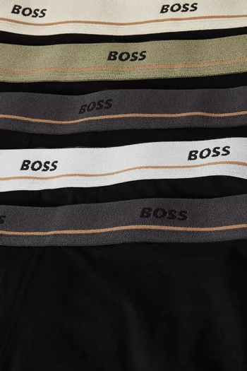 طقم بوكسر بشعار الماركة قطن مطاطي، 5 قطع