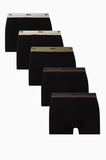 طقم بوكسر بشعار الماركة قطن مطاطي، 5 قطع