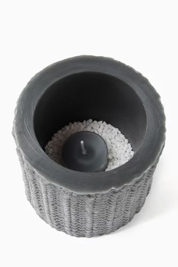 Small Rib-knit Effect Candle Lantern in Wax