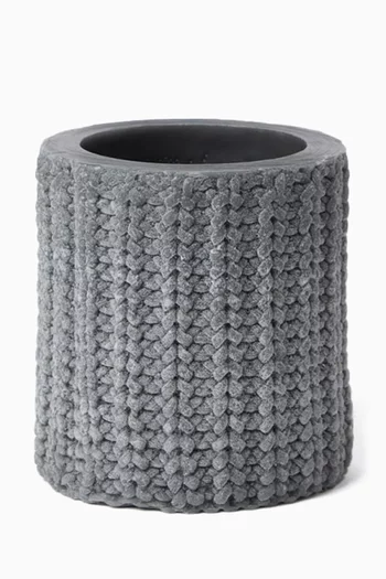 Small Rib-knit Effect Candle Lantern in Wax