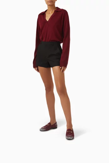 حذاء سهل الارتداء مرصع بالكريستال بحلية لجام الحصان قنب بشعار حرفي GG‏