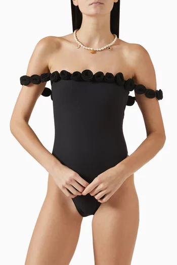 Rosette Off-shoulder One-piece Swimsuit