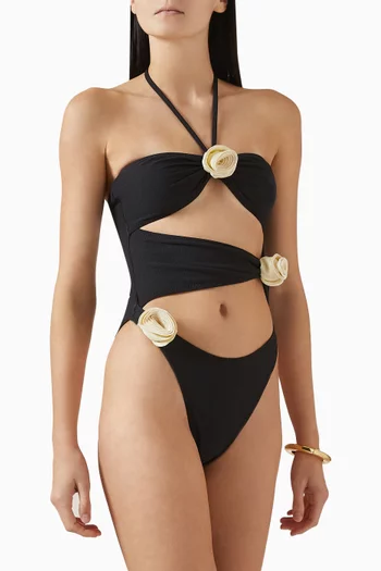 Rosette Cut-out One-piece Swimsuit