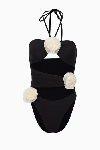 Rosette Cut-out One-piece Swimsuit