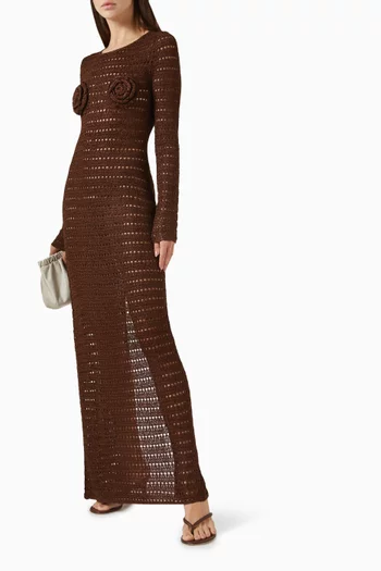 فستان مزين بورود كروشيه