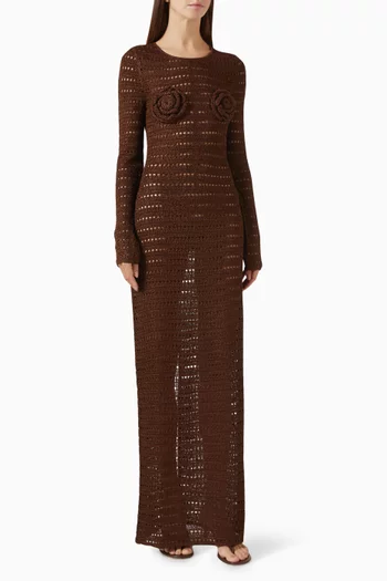 فستان مزين بورود كروشيه