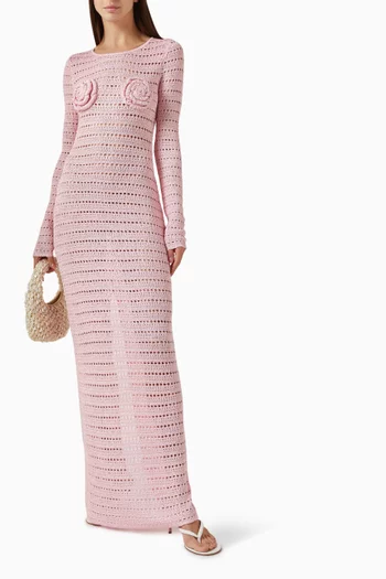 فستان مزين بورود كروشيه