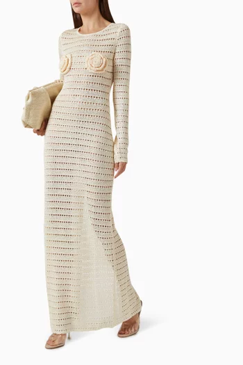 فستان مزين بورود كروشيه