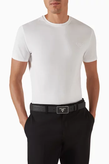 Logo Belt in Saffiano Leather