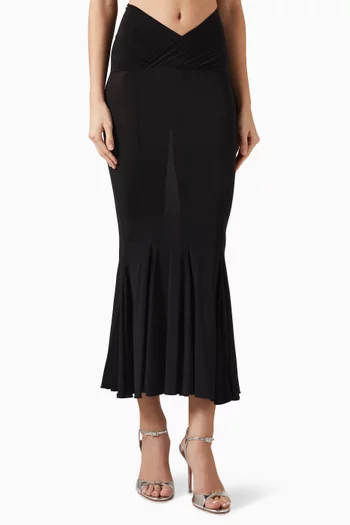 V-waist Midi Skirt in Viscose Blend