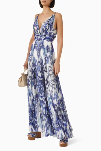 Majolica-print Maxi Dress in Georgette
