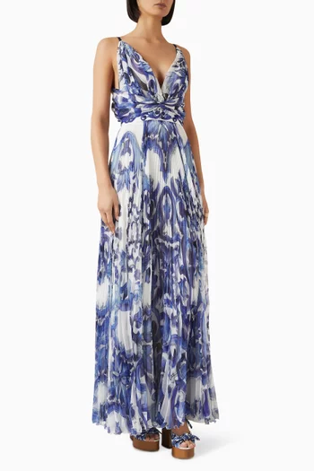 Majolica-print Maxi Dress in Georgette