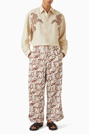 Paisley Print Pants in Cotton-blend