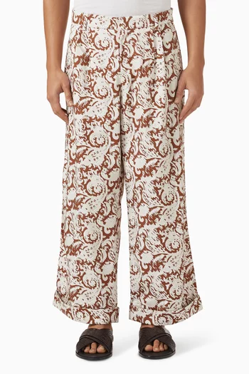 Paisley Print Pants in Cotton-blend
