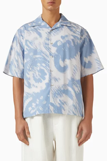 Paisley Print Camp Collar Shirt in Cotton Voile