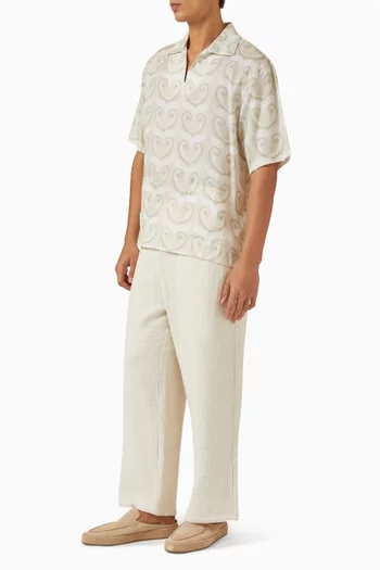 Painted Shell Nautical Shirt in Silk & Cotton