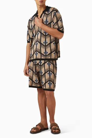 Geometric Jacquard Polo Shirt in Knit