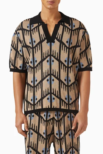 Geometric Jacquard Polo Shirt in Knit