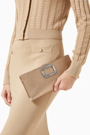 Pilgrim Buckle Clutch in Calfskin Leather