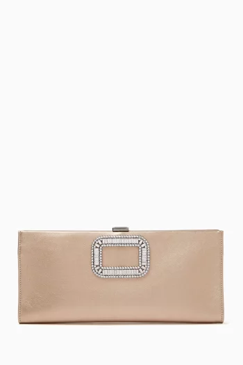 Pilgrim Buckle Clutch in Calfskin Leather