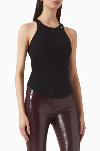 بلوزة بلا أكمام بإبزيم وتصميم مستوحى من التسعينيات نسيج مضلع