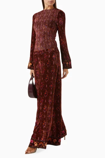 بلوزة ريفولي بكشكش مخمل