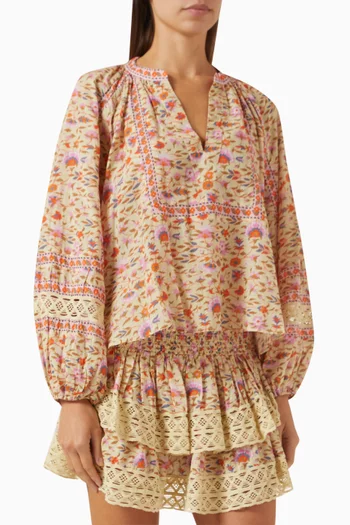 بلوزة سورايا كشكش مزيج قطن