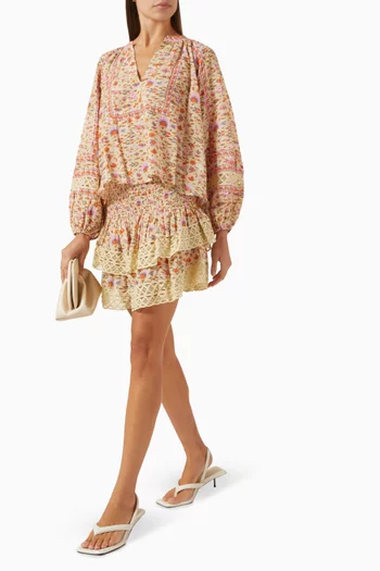 تنورة سورايا قصيرة كشكش مزيج قطن