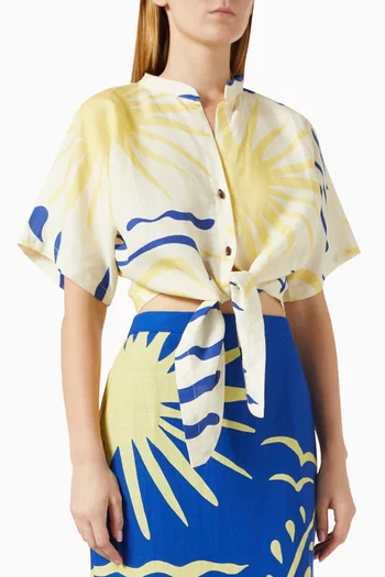 Leroy Tie-front Top in Linen