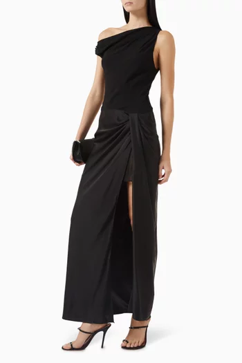 Rhone Asymmetric Dress in Georgette & Charmeuse