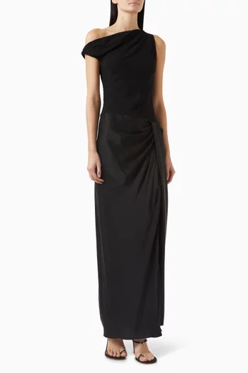 Rhone Asymmetric Dress in Georgette & Charmeuse