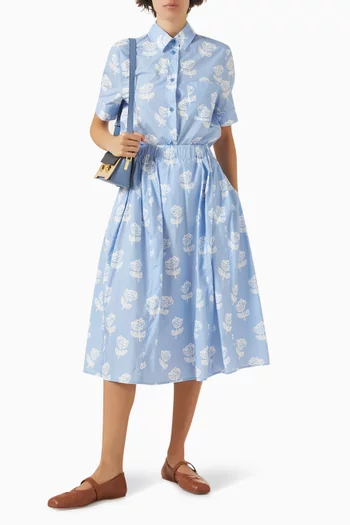 تنورة بنقشة ورود مرسومة بالبخاخ قطن