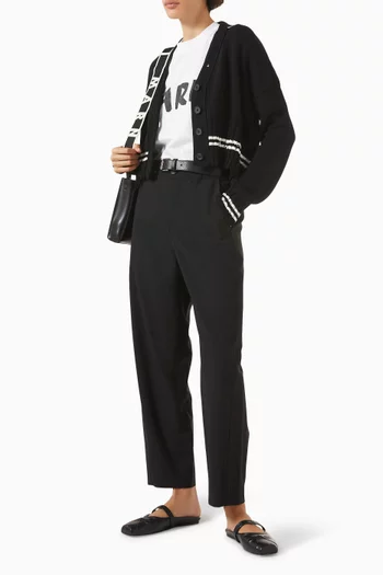 كارديغان قصير بنقشة مخططة نسيج