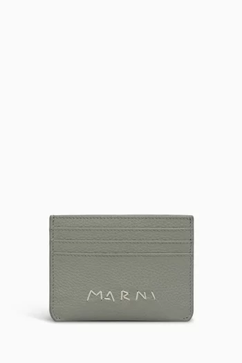 Mending Logo Card Holder in Leather