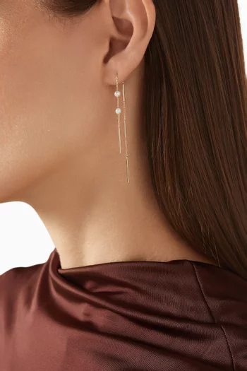Toggle Pearl Single Chain Earring in 10kt Gold
