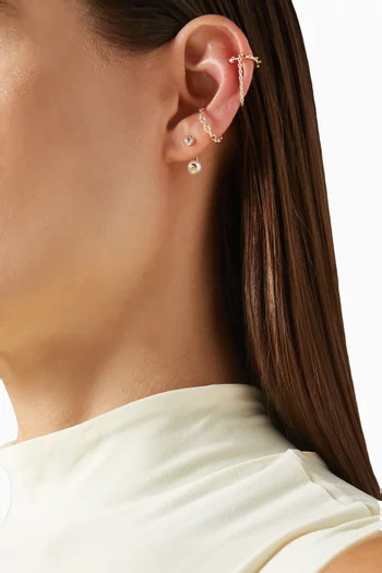 Sea Anemone Single Chain Ear Cuff in 10kt Gold