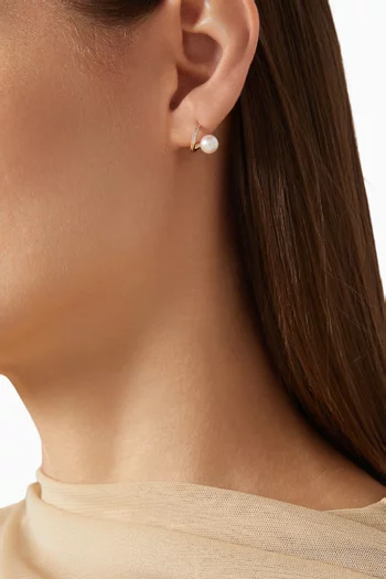Drosera Diamond & Pearl Single Left Earring in 10kt Gold