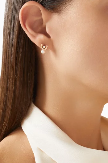 Beluga Diamond & Pearl Single Earring in 10kt Gold
