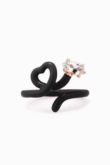 Baby Vine Heart Enamel Ring in 9kt Gold