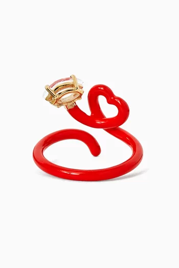 Baby Vine Heart Enamel Ring in 9kt Gold
