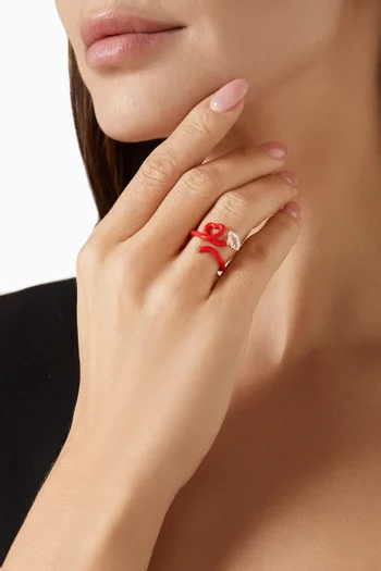 Baby Vine Heart Enamel Ring in 9kt Gold