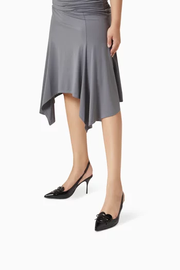 حذاء كلاسيك بافي هارت بتصميم قلب وسير خلفي وكعب 70 مم جلد لامع