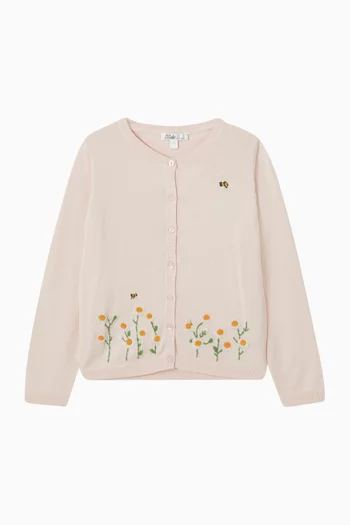 Tess Embroidered Cardigan in Organic Cotton