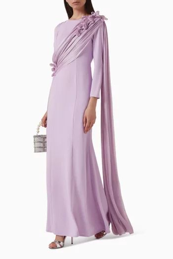 Embellished Drape Dress in Crepe