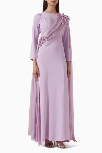 Embellished Drape Dress in Crepe