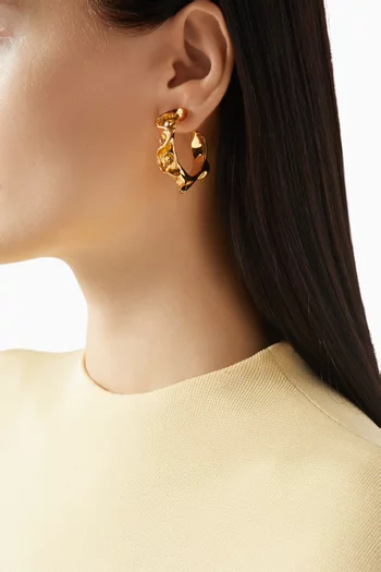 Crystal Nest Hoops in Gold-tone Brass