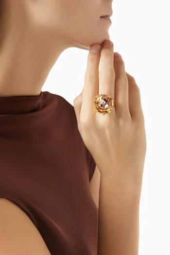 Crystal Nest Ring in Gold-tone Brass