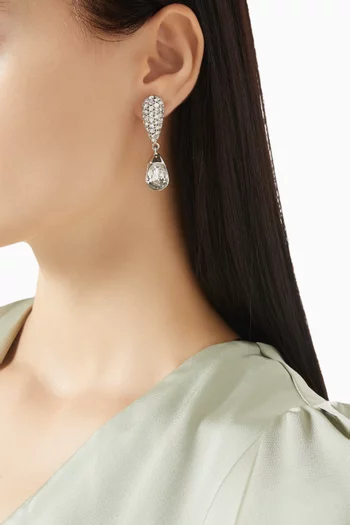 Crystal Drop Earrings in Silver-tone Brass