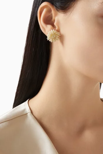 Pom Pom Stud Earrings in Gold-tone Brass